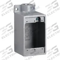 HUBBELL KILLARK Device Box: Iron, Rectangular, 1 Gangs, 1 in Hub Size, 28 cu in Capacity, Gray (MPN FD-3M). Key specifications — Color: Gray; Brand: HUBBELL KILLARK.