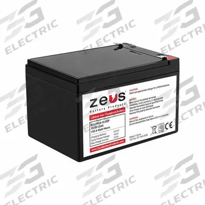 ZEUS BATTERY PRODUCTS Rechargeable Batteries: 12.8V DC, 12 Ah Capacity, 5.94 in Ht, 3.86 in Wd - Lithium Iron Phosphate (LiFePO4) Sealed Batteries