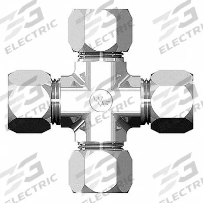 WEATHERHEAD Compression Cross Fitting: 3/4 in OD x 3/4 in OD x 3/4 in OD x 3/4 in OD Size - Flareless Bite-Type Steel Compression Fittings