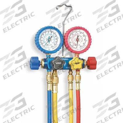 IMPERIAL Manifold Gauge: 4 Valves, 4 Hoses, Series 600 - Analog Manifold Gauge Kits