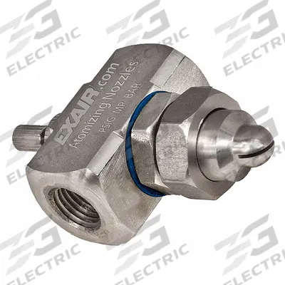 EXAIR Atomizing Spray Nozzle: Pressure, 2 scfm, Flat, 1/4 in FNPT, FNPT - Internal Mix Air-Atomizing Spray Nozzles