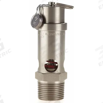 CONRADER Safety Valve: Soft Seat, 3/4 in (M)NPT Inlet (In.), 225 psi Preset Setting (PSI) - Soft Seat Pneumatic Safety Valves