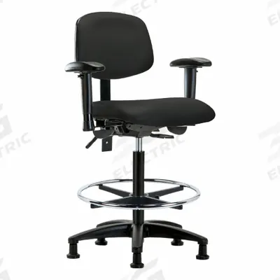 APPROVED VENDOR Ergonomic Chair: Vinyl, Arms Included, Ht Range 25 in to 34 1/2 in, 18 1/2 in Seat Wd - Vinyl Lab Chairs