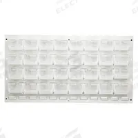 QUANTUM STORAGE SYSTEMS Louvered Panel: 20 in x 36 in x 1/4 in, 1 Sides, 32 Bins, White (MPN QLP-3619HC-210-32CL). Key specifications — Bin Style: Hang and Stack; Color: White; Bin Color: Clear; Finish: Powder Coated; Brand: QUANTUM STORAGE SYSTEMS.