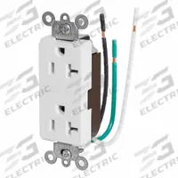 LEVITON Decora Plus Duplex Receptacle Outlet: Duplex, 5-20, White, 125V AC, 20 A, 2 Pole / 3 Wire (MPN 16352-LW)
