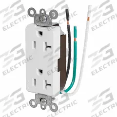 LEVITON Decora Plus Duplex Receptacle Outlet: Duplex, 5-20, White, 125V AC, 20 A, 2 Pole / 3 Wire (MPN 16352-LW)