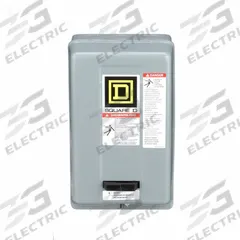 SQUARE D NEMA Magnetic Motor Starter: Non-Reversing, 3 Poles, NEMA Size 00, 9 A, 208V AC Coil (MPN 8536SAG12V08H30). Key specifications — attr211388: SQUARE D; attr951453: 208V AC; attr951489: Three; attr951482: None; attr951498: Screw Clamp Terminals; attr951468: No; attr984070: None; attr984425: No Auxiliary Contacts Included.