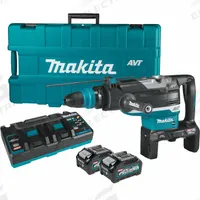 MAKITA XGT Cordless Rotary Hammer: D-Handle, 40V DC, SDS-Max, 6 1/4 in max, 4.0 Ah, 15.7 ft-lb (MPN GRH06PM). Key specifications — attr113828: 15.7 ft-lb; attr113858: 40V DC; attr113796: MAKITA; attr113851: 3/4 in to 1-9/16 in; attr113808: 1,100 bpm to 2,250 bpm; attr113803: Yes; attr113838: Hammer Only; attr113809: Yes.