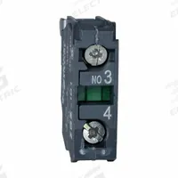 SCHNEIDER Contact Blocks: 22 mm Panel Mounting Size, 1NO, Momentary/Late Break, XB4/XB5 Series (MPN ZBE101TQ). Key specifications — Switch Action: Momentary/Late Break; Terminal Connection Type: Screw Clamp Terminals; Brand: SCHNEIDER; Compatible with Series: XB4.