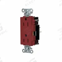 HUBBELL Receptacle: Decorator Duplex, 5-15, Red, 125V AC, 15 A, 2 Pole / 3 Wire (MPN DR15STR)