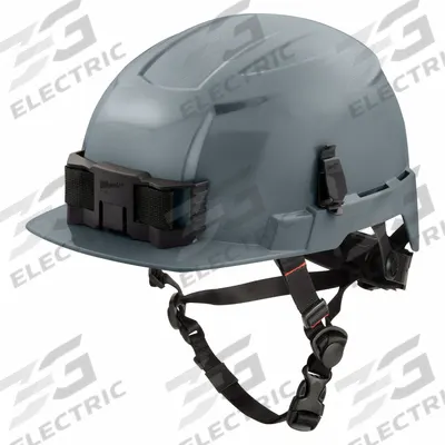 MILWAUKEE Safety Helmet: Gray, No Graphics, Ratchet, Polyethylene, Headlamp Mount - Work-at-Height Climbing Helmets (Type 2, Class E)