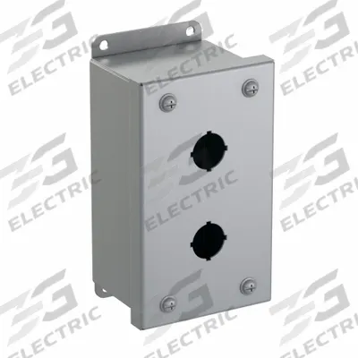HAMMOND Push Button Enclosure: 22mm, 2 Holes, Carbon Steel - Enclosures for 22mm Operators