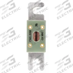MERSEN Forklift Limiter Fuse: CNL Series, Bolt-On, Gen Purpose, 500 A, 80 V DC, Indicating, AC/DC (MPN CNL500). Key specifications — Brand: MERSEN; Series: CNL; Equivalent Fuse Series: ANL & CNL.