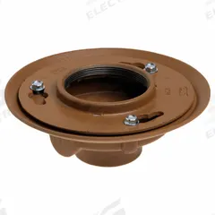 JAY R. SMITH MFG. CO Floor Drain: 9 in Overall Dia, 3 in Nominal Pipe Size, No Hub, Cast Iron, Round (MPN 2005Y03BA-P050). Key specifications — Color: Yellow; Connection Type: No Hub; Brand: JAY R. SMITH MFG. CO; Includes: Trap Primer Connection.