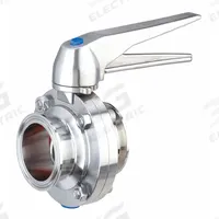 VNE Butterfly Valve: 1 in Pipe Size, Clamp, 145 psi Max. Pressure (CWP), 304 Stainless Steel, Lever (MPN 51C1.0MS/STH). Key specifications — Average Surface Roughness (Ra): ≤ 32 micron; Brand: VNE; Stop Positions: 12; Handle Type: Lever; Body Material: 304 SS; Disc Material: 304 SS.