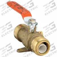 SHARKBITE Manual Two-Way Ball Valve: 3/4 in, Brass, Straight, Push x Push, Full Port Ball Port (MPN 24616LFG). Key specifications — Brand: SHARKBITE; Handle: Lever.