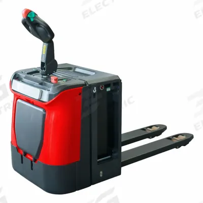 Dayton Walkie Rider: 5,500 lb, 48 in L x 27 in W Fork Dim, 27 in, 15 in, Std Fork - Ride-Along Electric Lead Acid Pallet Jacks