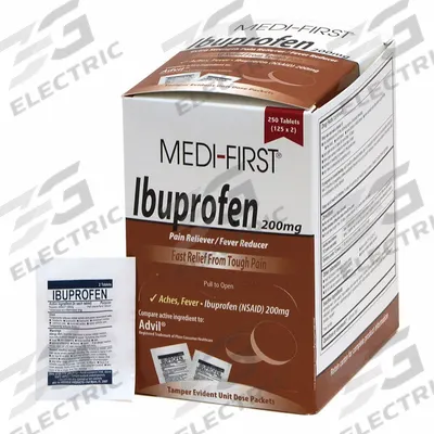 MEDI-FIRST Pain Relief: Ibuprofen, 200 mg, 125 Individual Doses - Ibuprofen Pain & Fever Reducers