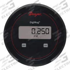 DWYER Digital Pressure Transmitter: Digital, 0 in wc to 1 in wc, Screw Terminals, 5 in Dia, 4X (MPN DM-004). Key specifications — Brand: DWYER; Display Type: Digital; Accuracy: ±1.00% of Full Scale; Manufacturer Part Number: DM-004; Series: Series DM; Housing Material: Plastic; IP Rating: IP66; Process Connection Type: Hose Barb.