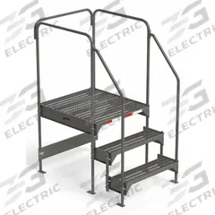 APPROVED VENDOR Work Platform: 2.8 ft Platform Ht - Max, 34.6 in x 39 in, Steel (MPN CW5-33-3-3). Key specifications — Folding: Not Foldable; Mobility: Stationary; Use Location: Indoor; Brand: APPROVED VENDOR; Color: Gray; Exit Direction: Forward; Height Adjustability: Adjustable Height; Includes Handrails: Handrails Included.