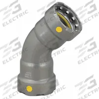 VIEGA MEGAPRESS Crimp Elbow Fitting: 1 1/4 in Pipe x 1 1/4 in Pipe Size, Press-fit x Press-fit, HNBR (MPN 25246). Key specifications — attr1347260: VIEGA MEGAPRESS.