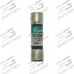 BUSSMANN Fuse: FNM Series, Midget, Time-Delay, 1 A, 250 V AC, 13/32 in x 1 1/2 in, Non-Indicating (MPN FNM-1). Key specifications — Series: FNM; Brand: BUSSMANN.