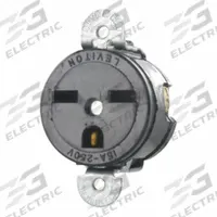 LEVITON Plugs and Receptacles: Single, 6-15, Black, 250V AC, 15 A, 2 Pole / 3 Wire (MPN 5658-SS)