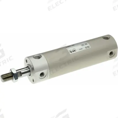 SMC Round Body Cylinder: 2 in Bore, 4 in Stroke, Repairable, Aluminum, Basic Mounting - Double End Mount Cylinders