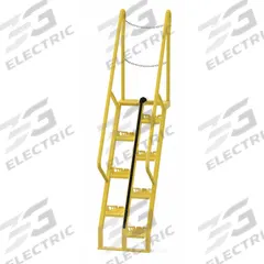 VESTIL Alternating Tread Stairs: 8.5 ft Overall Ht, Steel, 350 lb Load Capacity, Perforated, 8 Steps (MPN ATS-5-68). Key specifications — Color: Yellow; Brand: VESTIL.