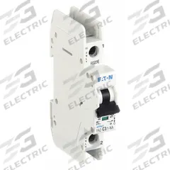 EATON IEC Miniature Circuit Breaker: 3 A Amps, 48V DC, 10kA at 277/480V AC, Screw Clamp, FAZ-NA (MPN FAZ-C3/1-NA-SP). Key specifications — Brand: EATON; DC Voltage Rating: 48V DC; Max. AIR Rating: 10kA at 277/480V AC; Terminal Connection: Screw Clamp; AC Voltage Rating: 277/480V AC.