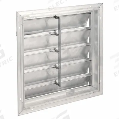 Dayton 27"H-W 6.5"L Extrd Alu Backdraft Dampr: For 24 in Fan, Single Panel, 27 in H - Wall-Mount Backdraft Dampers