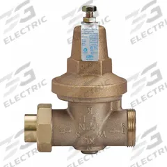 WILKINS Water Pressure Reducing Valve: FNPT, 1 in Pipe Size, Bronze, 25 psi to 75 psi, NPT (MPN 1-70XLDUC). Key specifications — Brand: WILKINS; Union Type: Double Union; Low-Lead Compliance: Low-Lead Compliant.