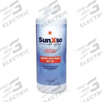 SUNX Sunscreen: 50 SPF, Lotion, 32 oz (MPN 18-910G). Key specifications — Unitized: Unitized; Manufacturer Part Number: 18-910G; Format: Lotion; Purpose: Sunscreen; Brand: SUNX; Formula Features: Paraben Free; Unit Package Type: Bottle; Active Ingredient: Vitamin E.