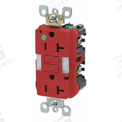 LEVITON GFI Receptacle: Hospital Grade Fed. Spec., Decorator Duplex, 5-20R, Red, GFCI - General Purpose Receptacles