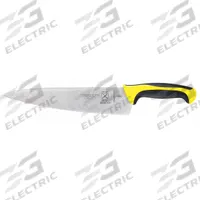 MERCER CUTLERY Chefs Knife: Sharp Edge, 10 in Overall Lg, Steel Blade, Yellow Handle, Stamped (MPN M22610YL). Key specifications — Sub-brand: Millennia Colors; Brand: MERCER CUTLERY; Blade Material: Steel; Blade Type: Sharp Edge; Forged/Stamped: Stamped; Handle Color: Yellow; Handle Material: Santoprene/Polypropylene; Knife Type: Chef's Knife.