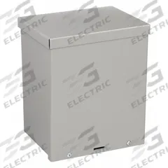 WIEGMANN Enclosure: Steel, 10 in x 8 in x 6 in, 3R, Solid Cover, Screw On, Included, Painted (MPN RSC081006). Key specifications — Brand: WIEGMANN; Closure Method: Padlock Hasp; Knockouts: Included.