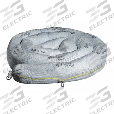PIG Sorbent Boom: 8 in Dia, 20 ft Lg, 24 gal, Ring, White - Sorbent Socks