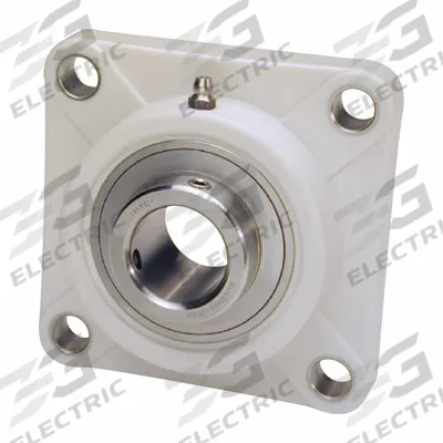 IPTCI BEARINGS 4 Bolt Flange Bearing: Radial Ball, 1 1/2 in Bore, PBT Plastic - Food-Grade Flange-Mount Ball Bearings