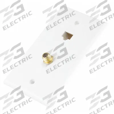 MONOPRICE Audio/Video Wall Plate: 1 Gang, 1 Port, With F-Type - Audio-Video Jacks with Frames