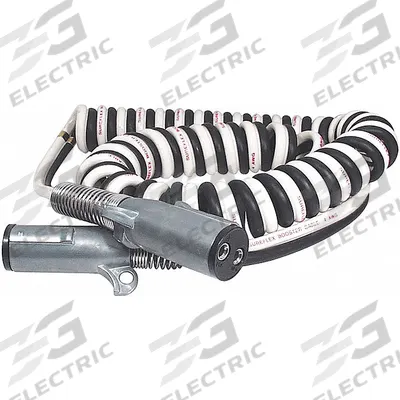 SUREFLEX Coiled ABS Power Cord: Dual Pole, 15 ft Wire Lg, 15 ft Overall Lg (MPN SFLG154DP) - Fleet and Vehicle Maintenance