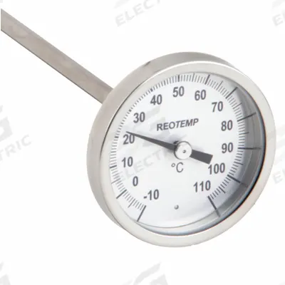 REOTEMP Soil Dial Thermometer: -10°C to 110°C, +/- 1% Accuracy, 12 in Stem Lg - Dial Thermometers for Soil