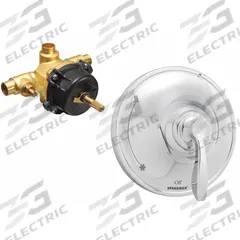 SPEAKMAN Pressure Balance Valve Trim: Compatible Product Type Chelsea Shower Faucet Valves, Plastic (MPN SM-10000-P). Key specifications — Compatible Product Type: Chelsea Shower Faucet Valves; Brand: SPEAKMAN; Trim Plate Material: Plastic; Product Type: Tub and Shower Valve; Trim Plate Shape: Circle; Handle Material: Zinc; Trim Finish/Color: Chrome.