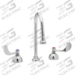 T&S BRASS Gooseneck Kitchen/Bathroom Faucet: Brass, Widespread, Deck, 3 Mounting Holes, Chrome, NPSM (MPN B-2865-04). Key specifications — Brand: T&S BRASS.