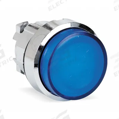 SCHNEIDER Extended Push Button: Blue, 22 mm Mounting Size, Metallic - Illuminated Extended-Length Push-Button Operators