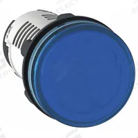 SCHNEIDER ELECTRIC Pilot Light: 22 mm Panel Mounting Hole Dia, LED, Blue, XB7 (MPN XB7EV06BP). Key specifications — Brand: SCHNEIDER.