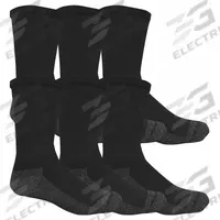 FRUIT OF THE LOOM Socks: Crew, 10 in, Men's, Black, Cotton, Seamless Design, 6 PK (MPN M8000B6US-12). Key specifications — Socks Primary Material: Cotton; Brand: FRUIT OF THE LOOM; Color: Black.