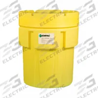 ENPAC Salvage Drum: Polyethylene, 600 gal, Screw-On Lid, Unlined/No Interior Coating, 69 in x 71 in (MPN 1051-YE). Key specifications — Drum Material: Polyethylene; Drum Head Type: Open Head; UN Rating Solids: Not Rated; UN Rating Liquids: Not Rated; Interior Lining: Unlined/No Interior Coating; Drum Message Text: None; Closing Ring Material: HDPE; For Holding: Large Transformers.