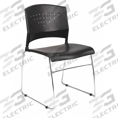BOSS Frame Chair: Black, Silver, 0 Casters/Glides, Lumbar Support - Guest & Side Chairs