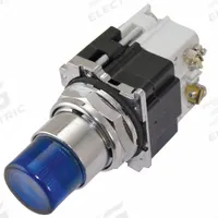 EATON Illuminated Push Button: Illuminated, Extended Profile, Metallic, 30 mm, 1NO (MPN 10250T75B). Key specifications — Brand: EATON; Action: Momentary; Series: 10250T; Push Button Material Type: Metallic.