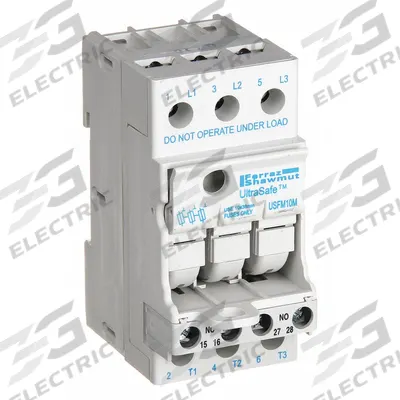 MERSEN Fuse Block: Finger-Safe, 3 Pole, 600 V AC, DIN Rail Mounting - Midget Fuse Blocks